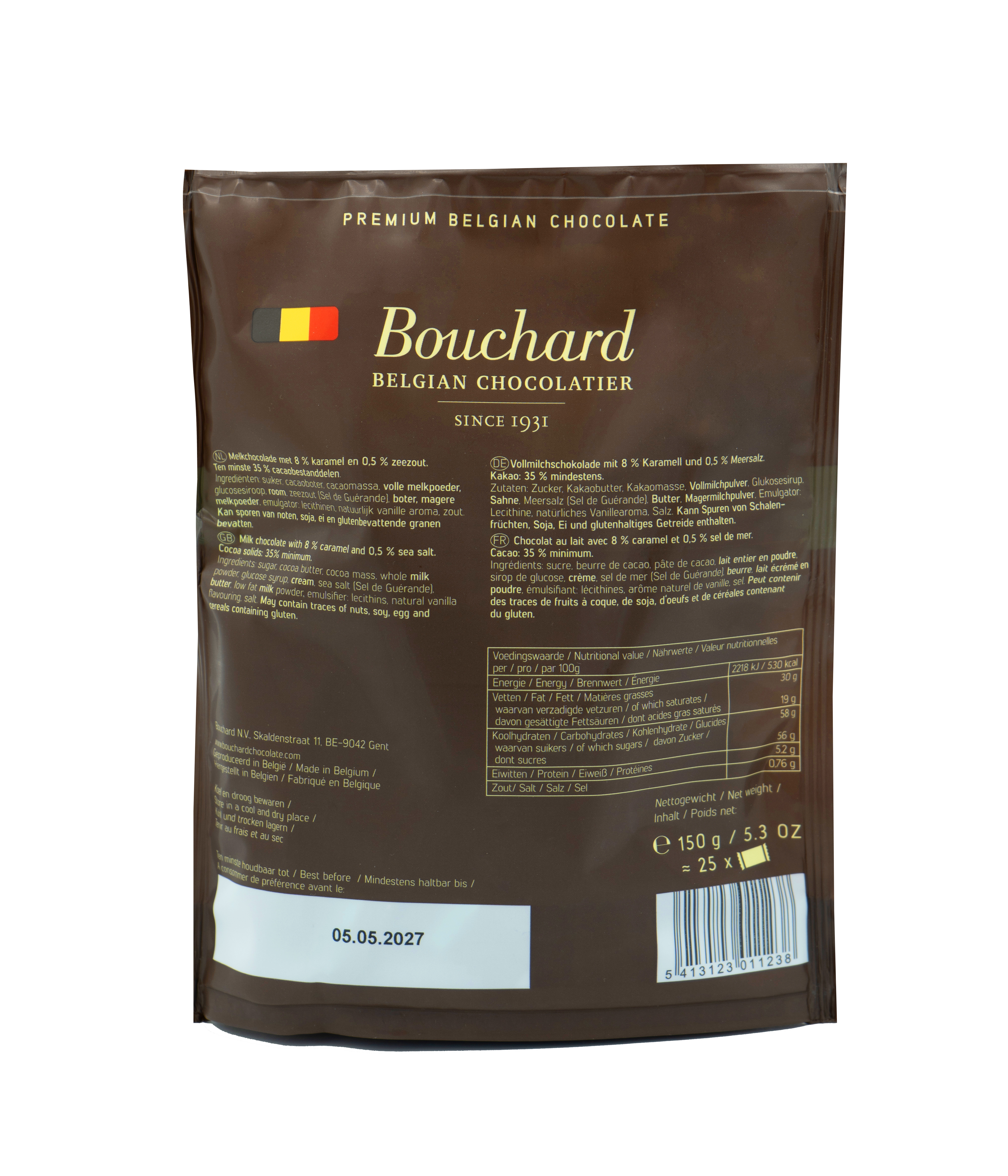 Bouchard Milk Caramel Sea Salt Belgian Chocolate - 150g
