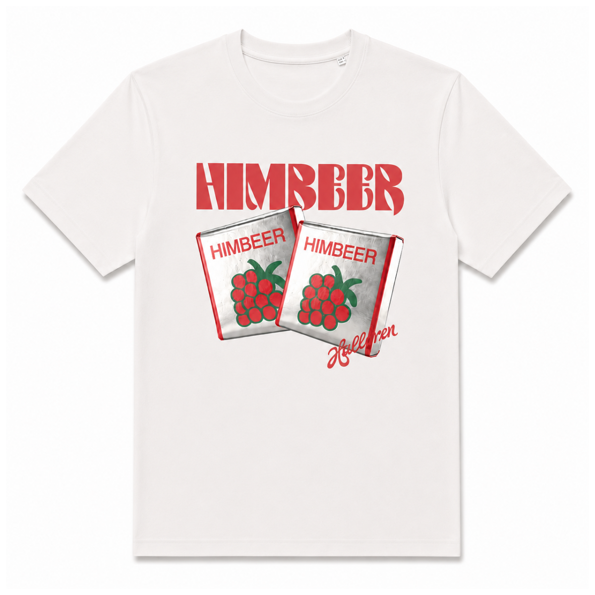T-Shirt, Weiß, Himbeer, Grafik, Kurzarm