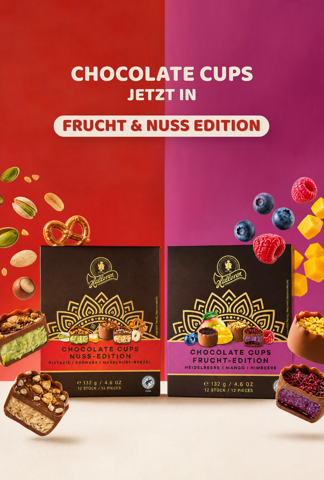 Schokolade, Schokoladenkapseln, Nuss-Edition, Frucht-Edition, 12 Stück